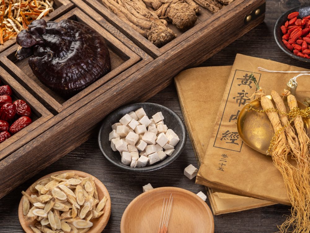 Ginseng and traditional Chinese medicine on the table